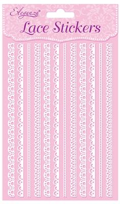 Eleganza Lace Stickers Edging Selection x 12 Strips White No.01 - Craft